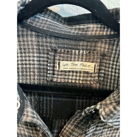 NWOT Free People Willow Plaid Shirt in Black Combo - Picture 8 of 9